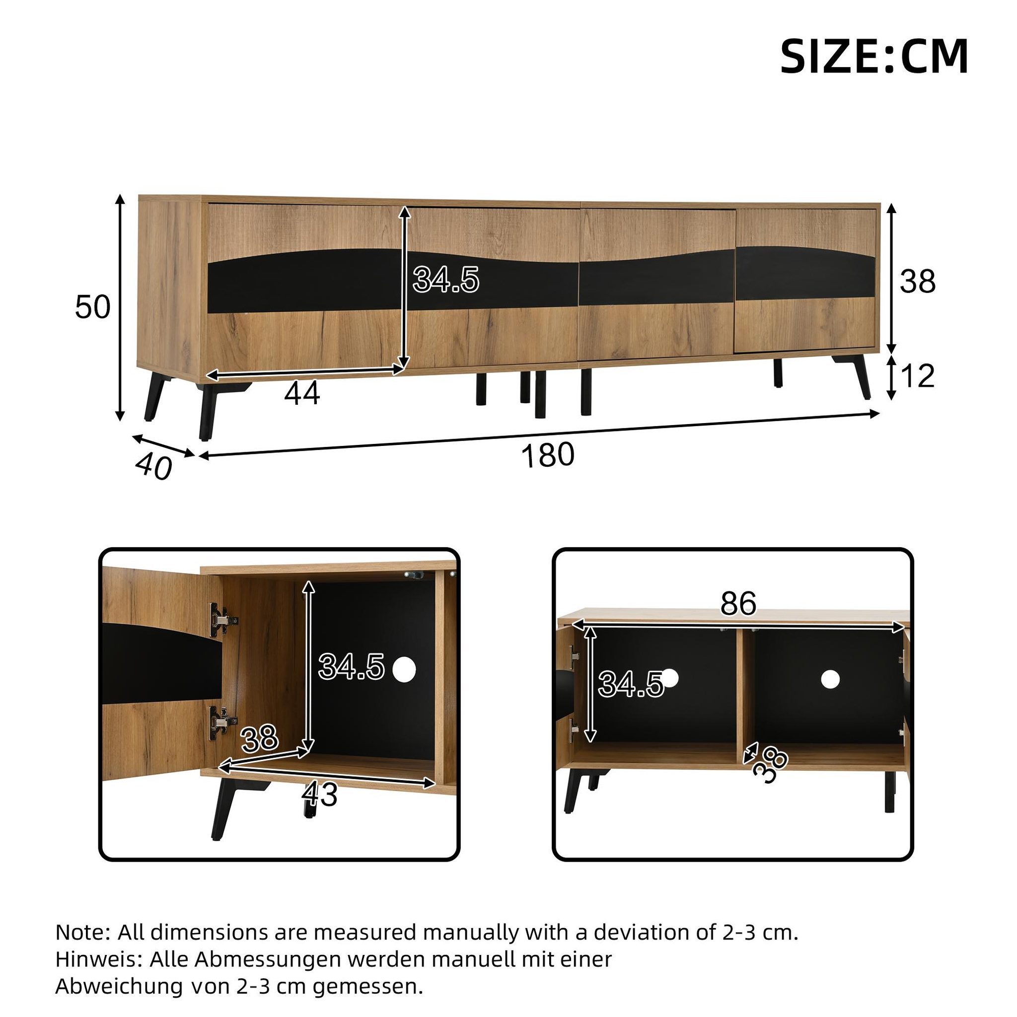 Voir la diapositive 3 : MERAX Meuble tv naturel 180 cm panneau de particules