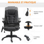Voir la diapositive 5 : HOMCOM Fauteuil de bureau direction pivotant massant chauffant électrique revêtement synthétique noir
