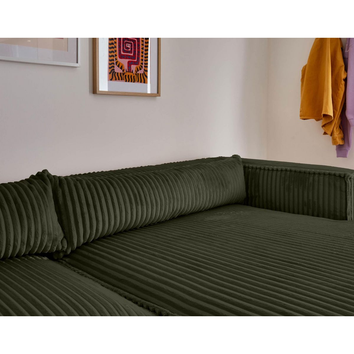 LISA DESIGN Ela - canapé d'angle droit - 4 places - en velours côtelé grosses côtes