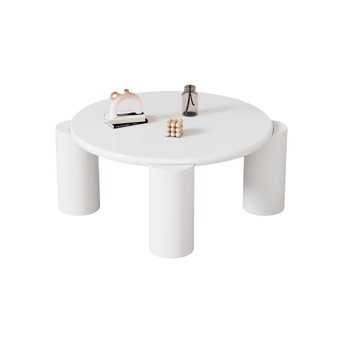 MERAX Table basse ronde blanc - 70x70 cm mdf