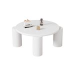 MERAX Table basse ronde blanc - 70x70 cm mdf