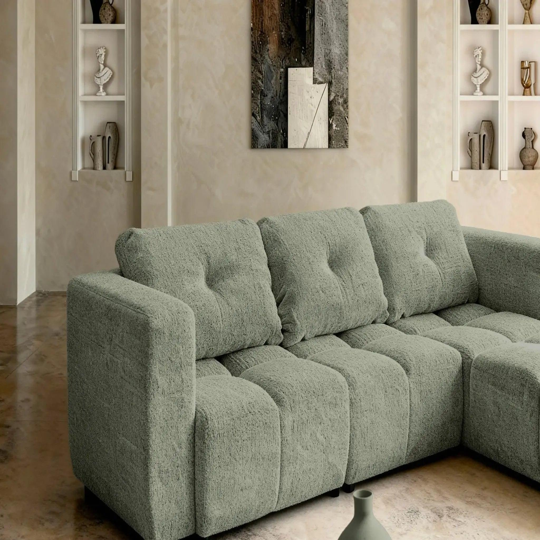 Voir la diapositive 4 : CASANOVA PARIS Romy 4 places - canapé d'angle convertible tissu chenille 4 places