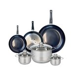 ELO Ensemble de 3 Poêles de cuisson 20, 24 et 32 cm et 3 faitouts 12, 14 et 24 cm Elo Prima Brillant