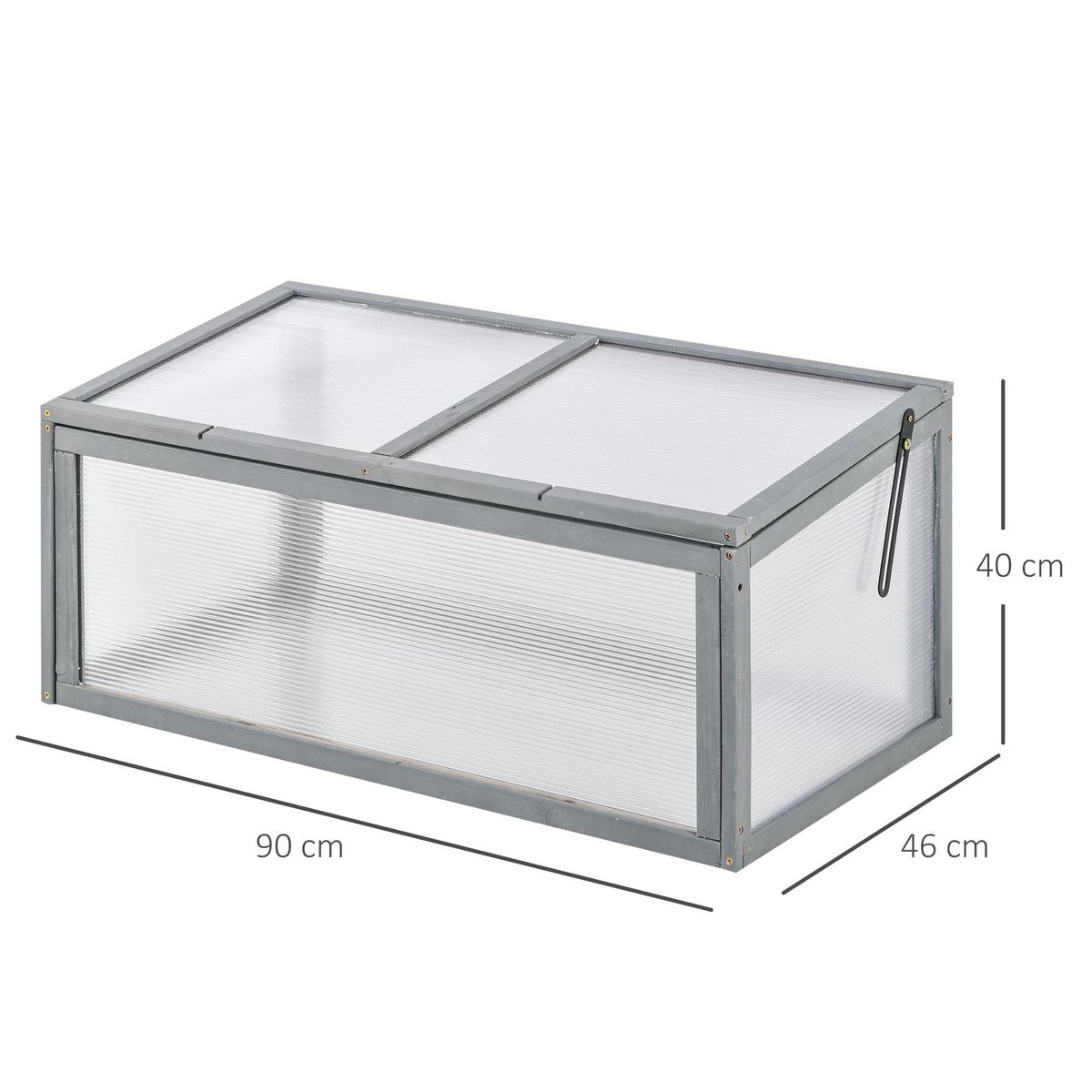 OUTSUNNY Mini serre de jardin serre à tomates dim. 90L x 46l x 40H cm toit ouvrable panneaux de polycarbonate bois sapin pré-huilé gris