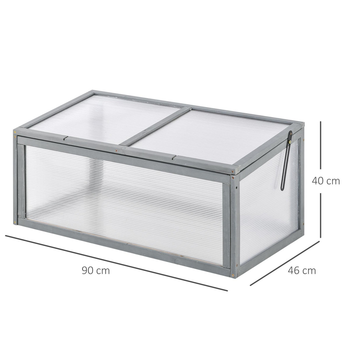 OUTSUNNY Mini serre de jardin serre à tomates dim. 90L x 46l x 40H cm toit ouvrable panneaux de polycarbonate bois sapin pré-huilé gris