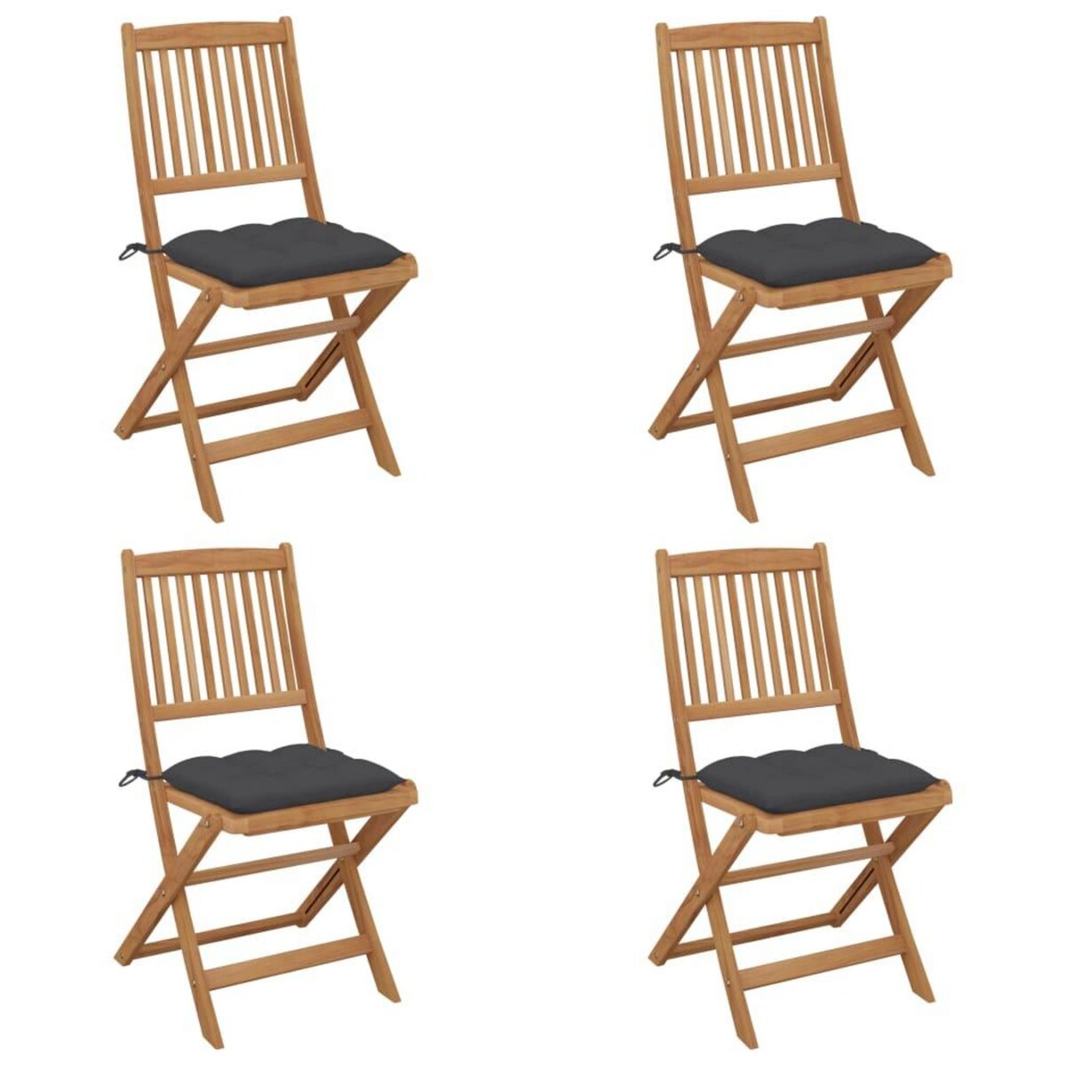 VIDAXL Chaises pliables de jardin lot de 4 avec coussins Bois d'acacia