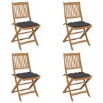 VIDAXL Chaises pliables de jardin lot de 4 avec coussins Bois d'acacia