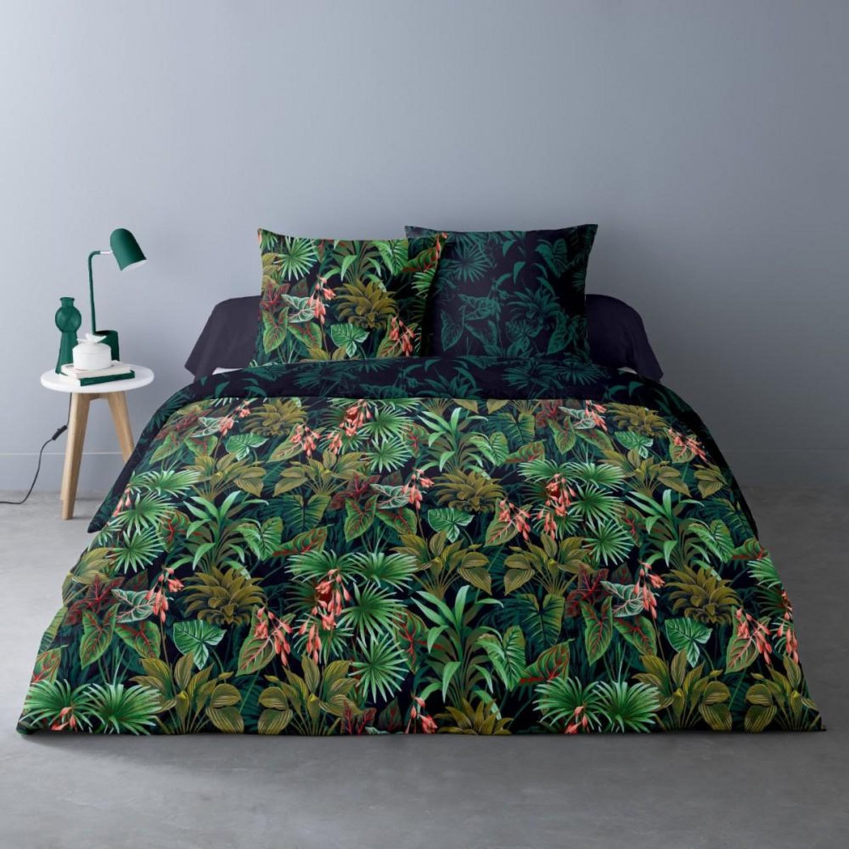 Dourev Housse de couette 240x220 CYPRES + 2 taies Percale de coton