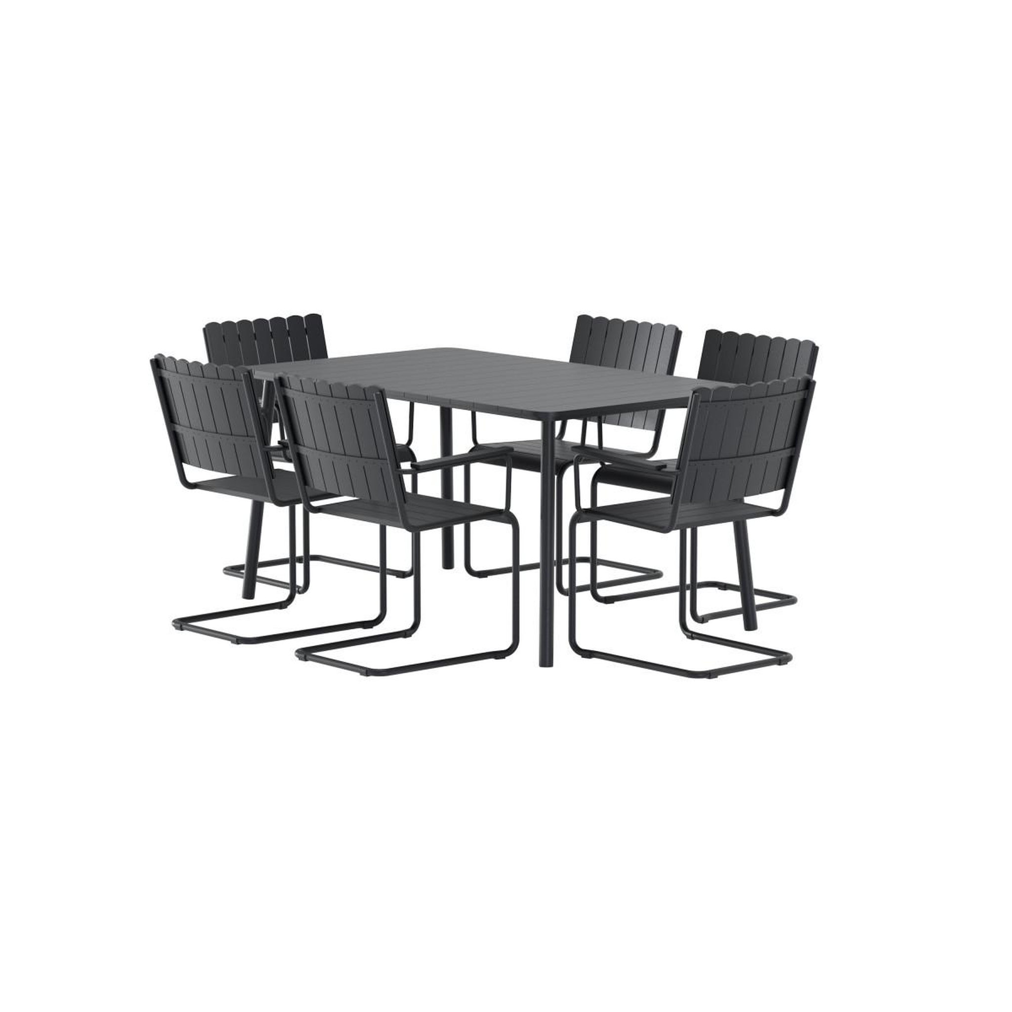 Voir la diapositive 3 : Paris Prix Ensemble table de jardin & 6 chaises  holmsund  150cm noir