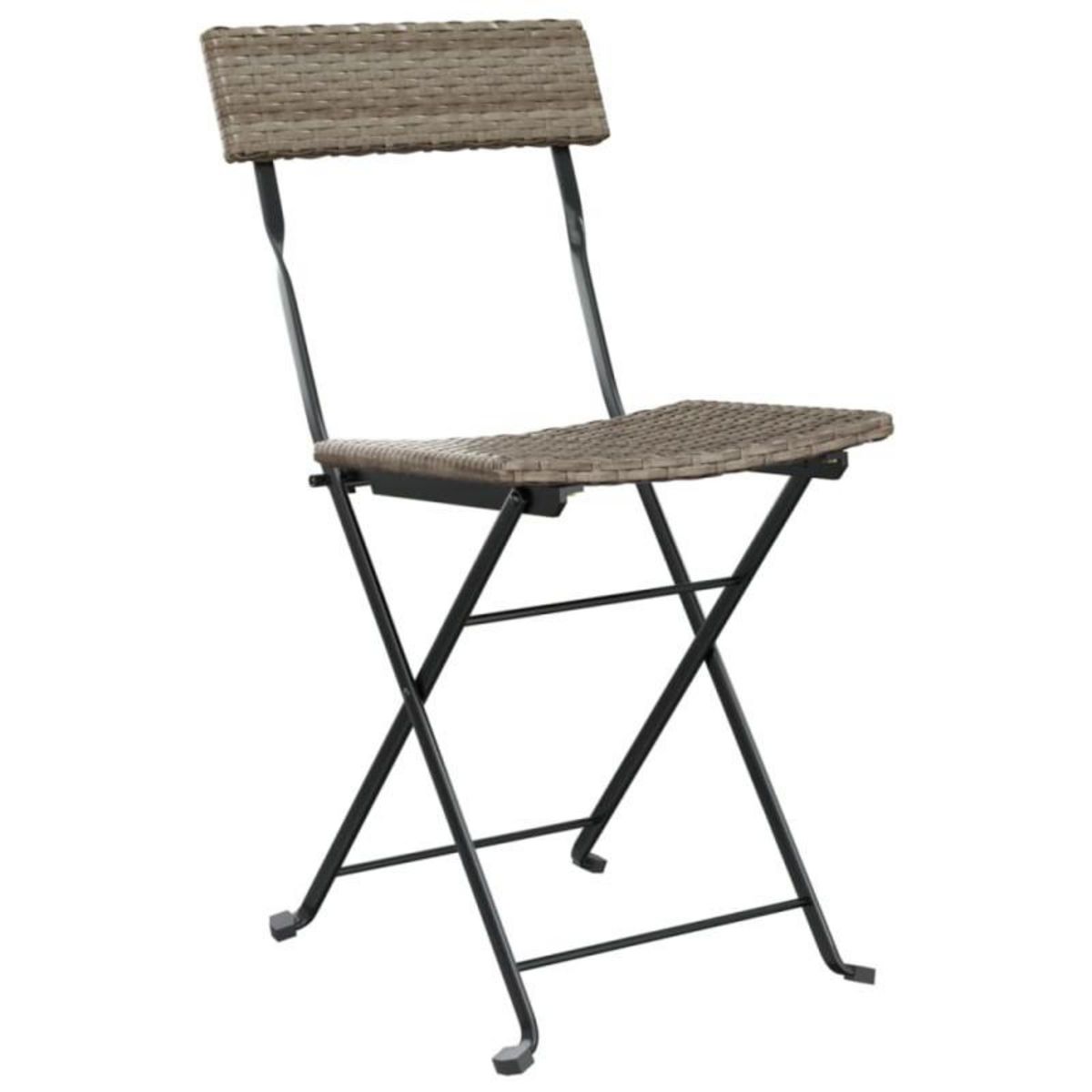 VIDAXL Chaises de bistrot pliantes lot de 2 Gris Résine tressée acier