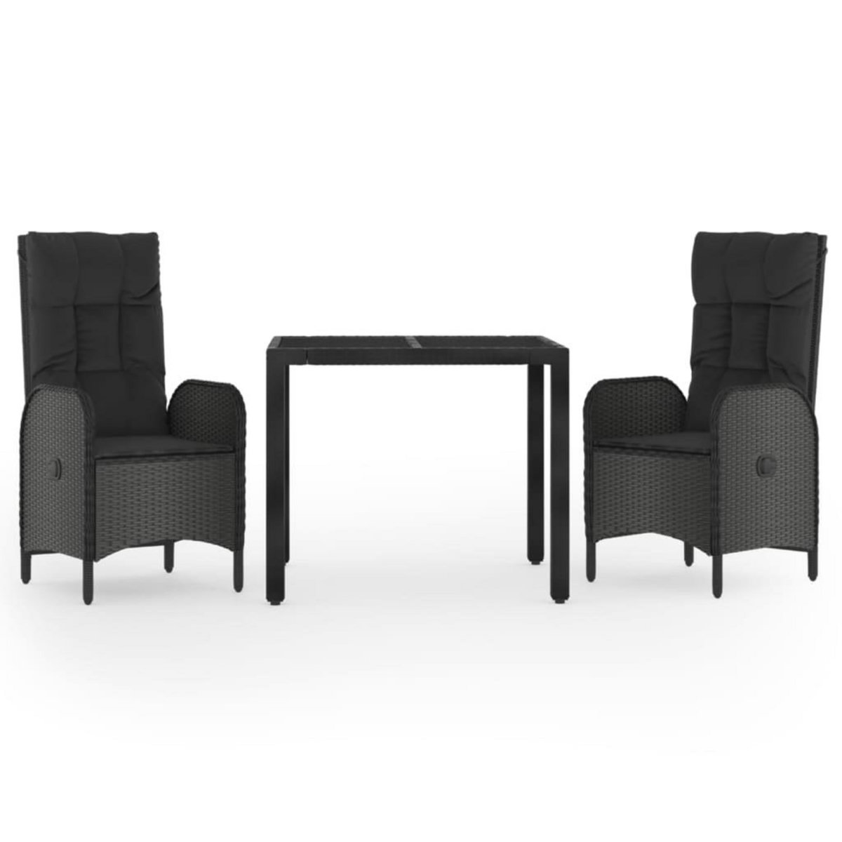 VIDAXL Ensemble a manger de jardin avec coussins 3 pcs Noir