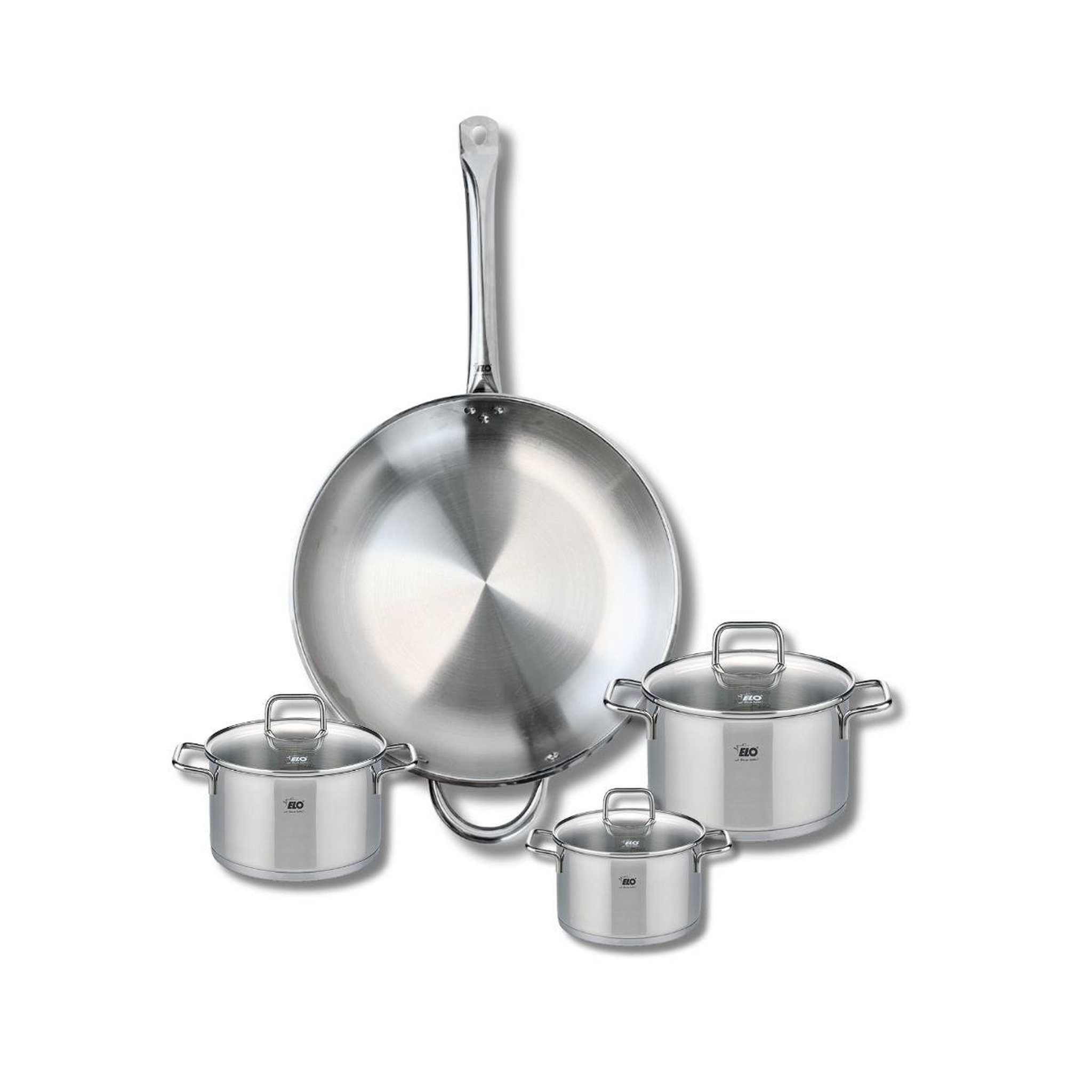 ELO Ensemble de 1 poêle de cuisson 32 cm et 3 faitouts 12, 14 et 16 cm elo profi citrin