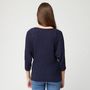 Voir la diapositive 2 : IN EXTENSO Pull évasé manches 3/4 marine femme