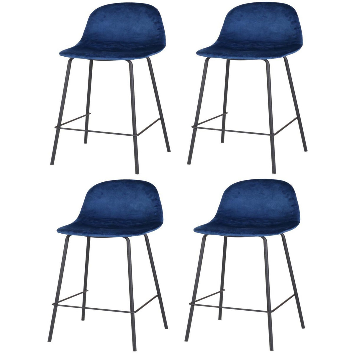 TOILINUX Lot de 4 Tabourets de bar design velours Ima