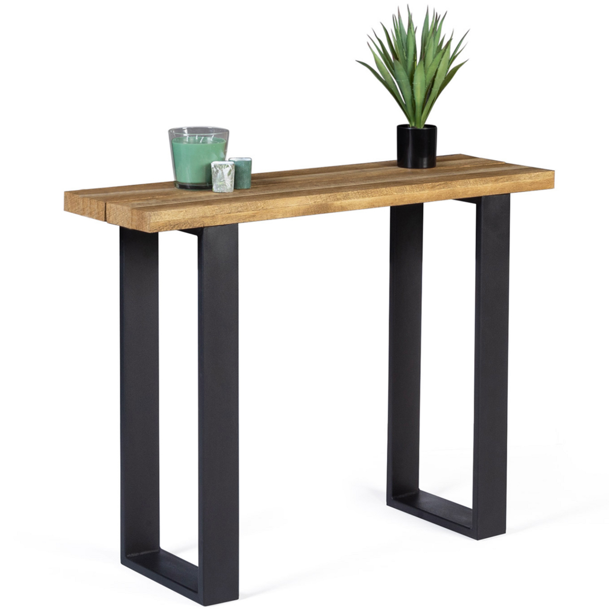 ID MARKET Console BLANCA plateau ajouré effet lattes