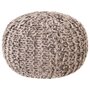VIDAXL Pouf tricote a la main Gris clair 50x35cm Tissu Aspect de laine