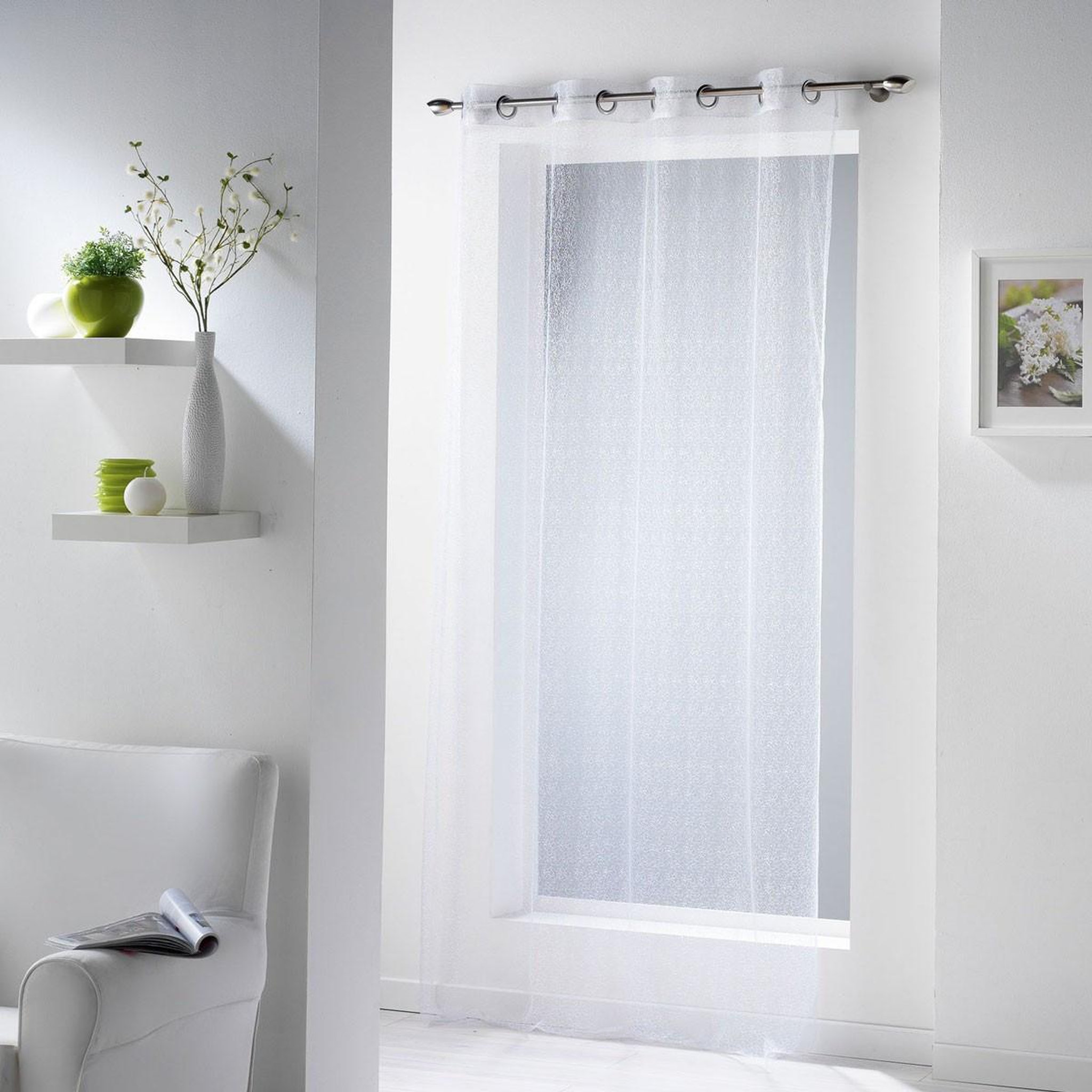 Douceur d'Intérieur Rideau voilage  résille  140x240cm blanc