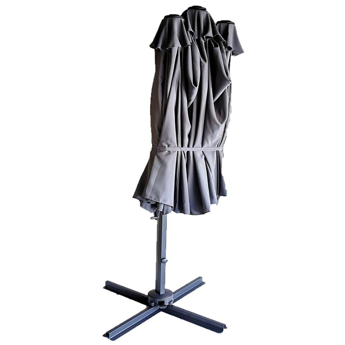 Parasol ovale 3 têtes 2,70x4,6m gris DEPORWIDE