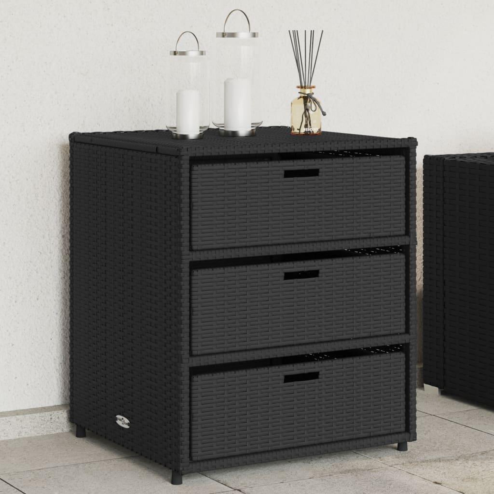 VIDAXL Armoire de rangement de jardin noir 55x59x69 cm resine tressee