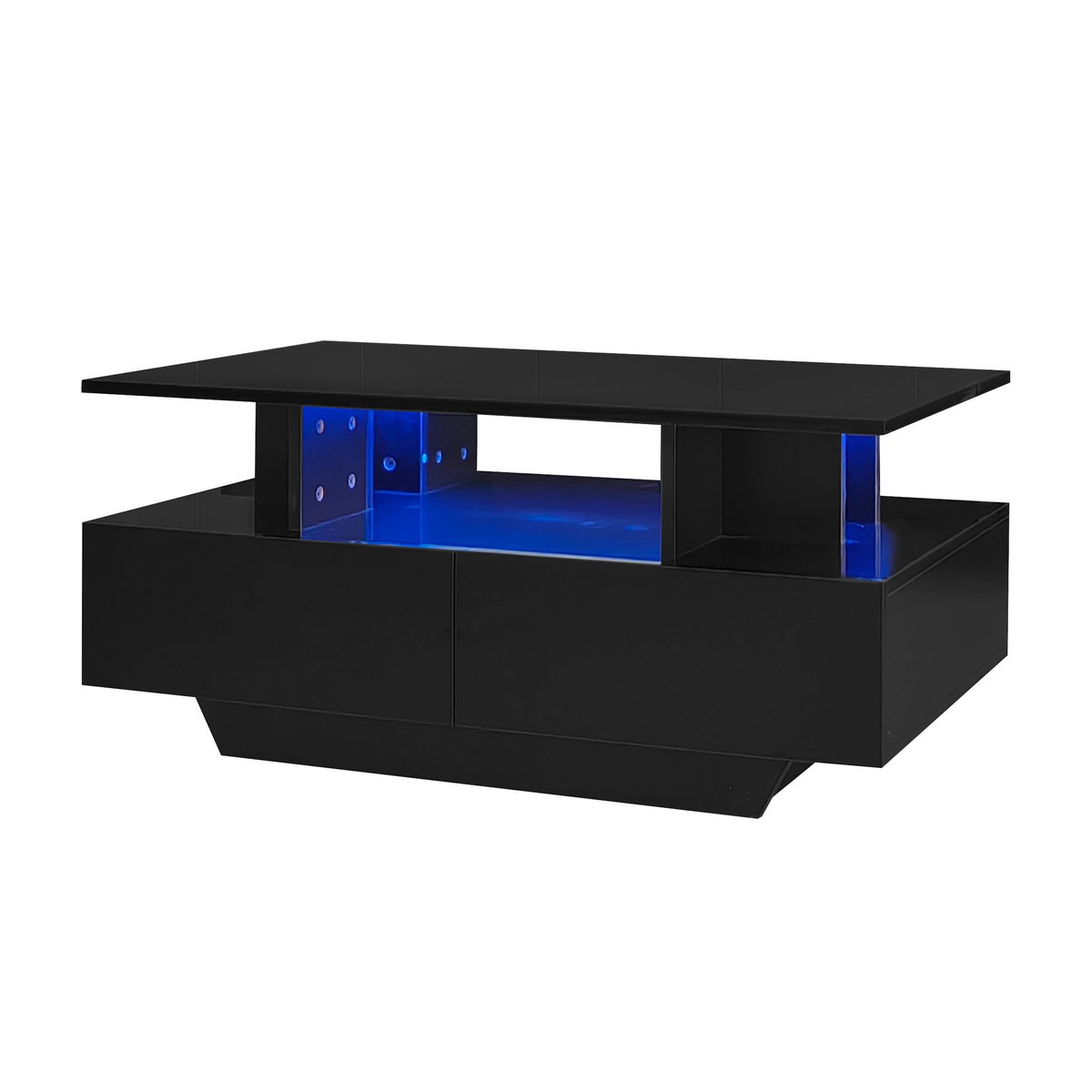 MERAX Table Basse Avec 2 Tiroirs Et LED