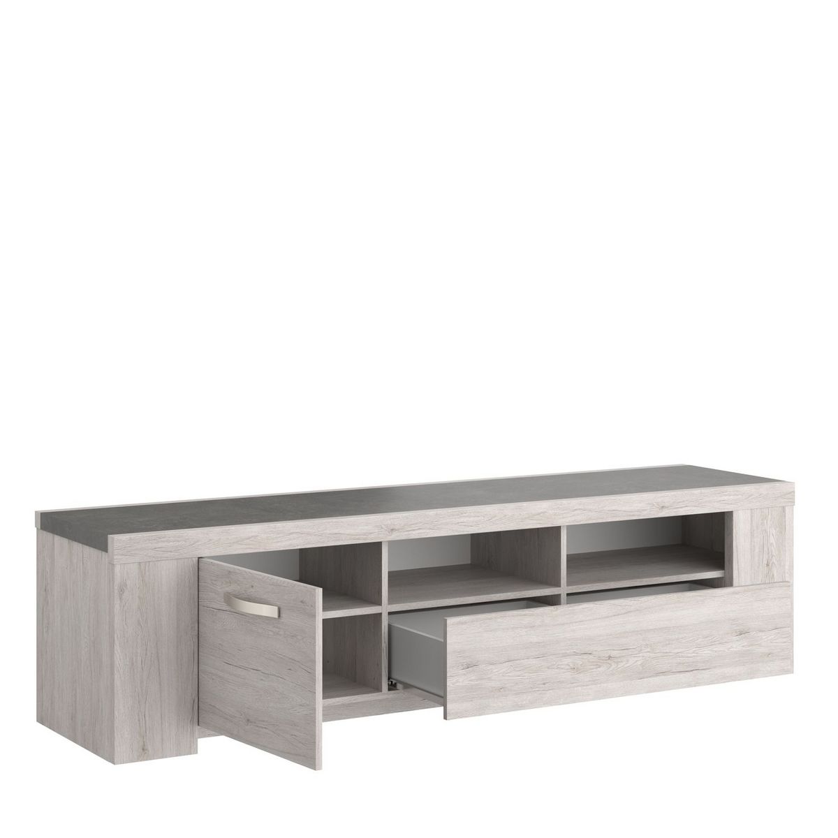 Meuble TV 1 porte 1 tiroir 2 niches de rangementL183 x H48 x P47cm MEL