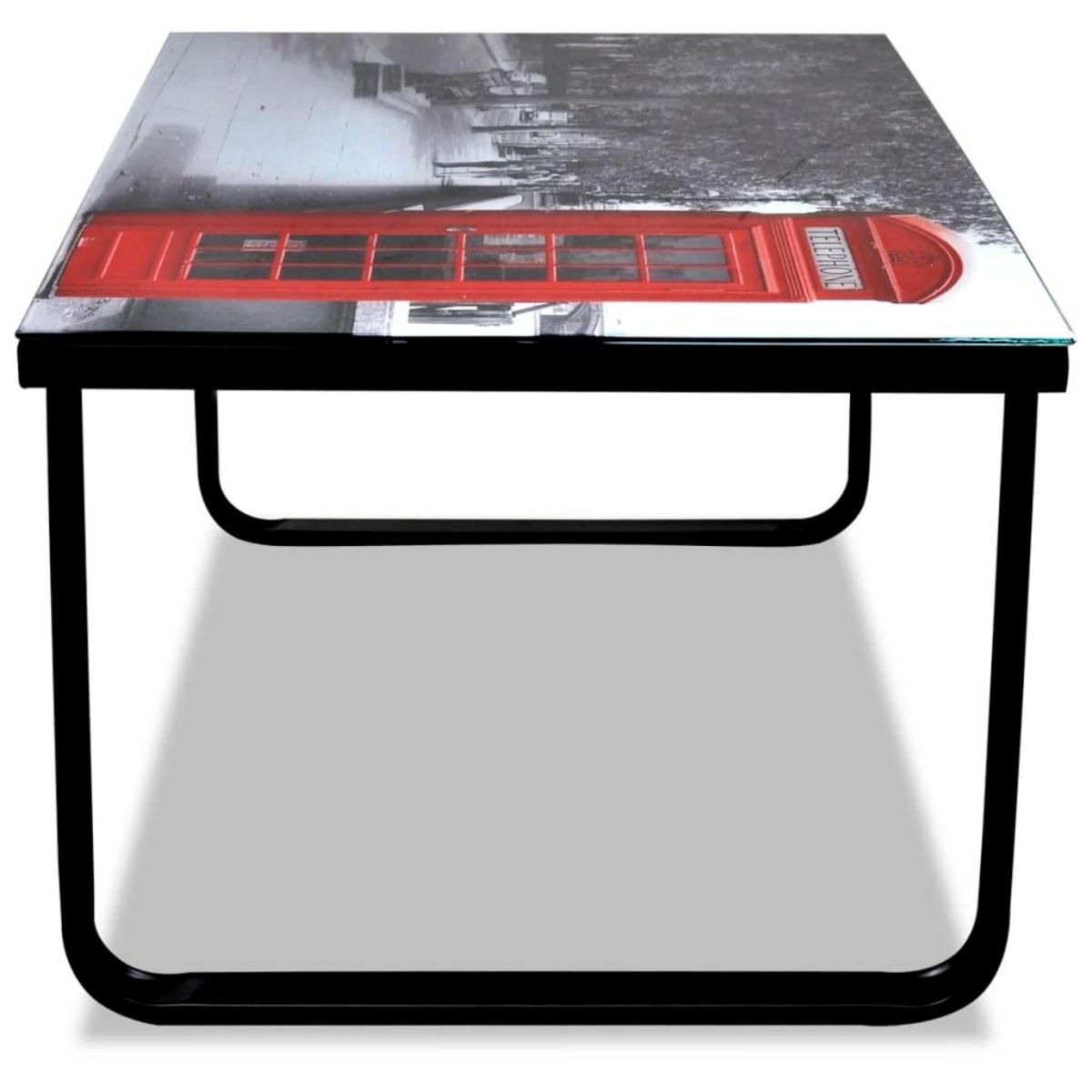 VIDAXL Table basse avec impression de cabine telephonique Dessus verre