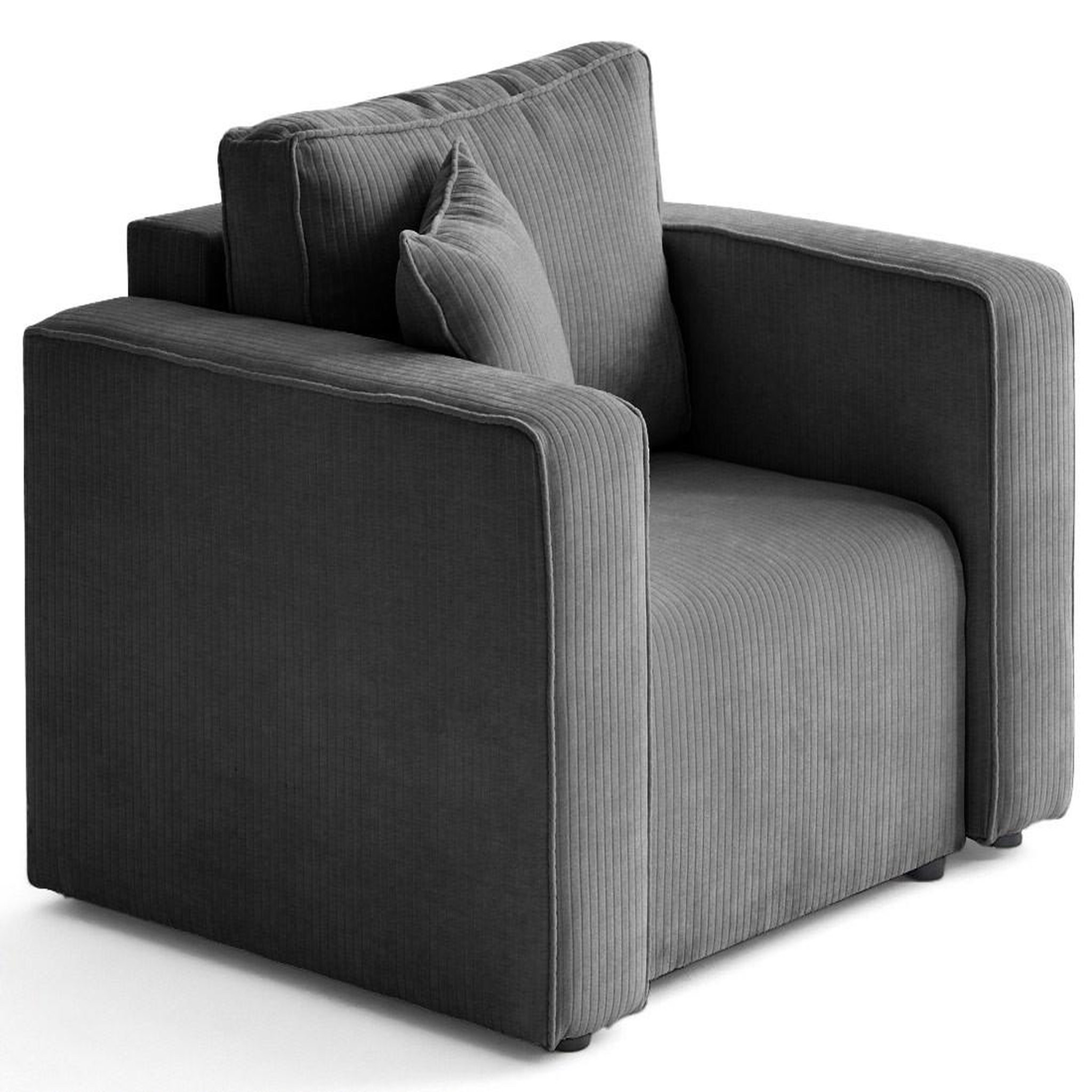 Voir la diapositive 1 : BEST MOBILIER Topaze - fauteuil en velours côtelé plat