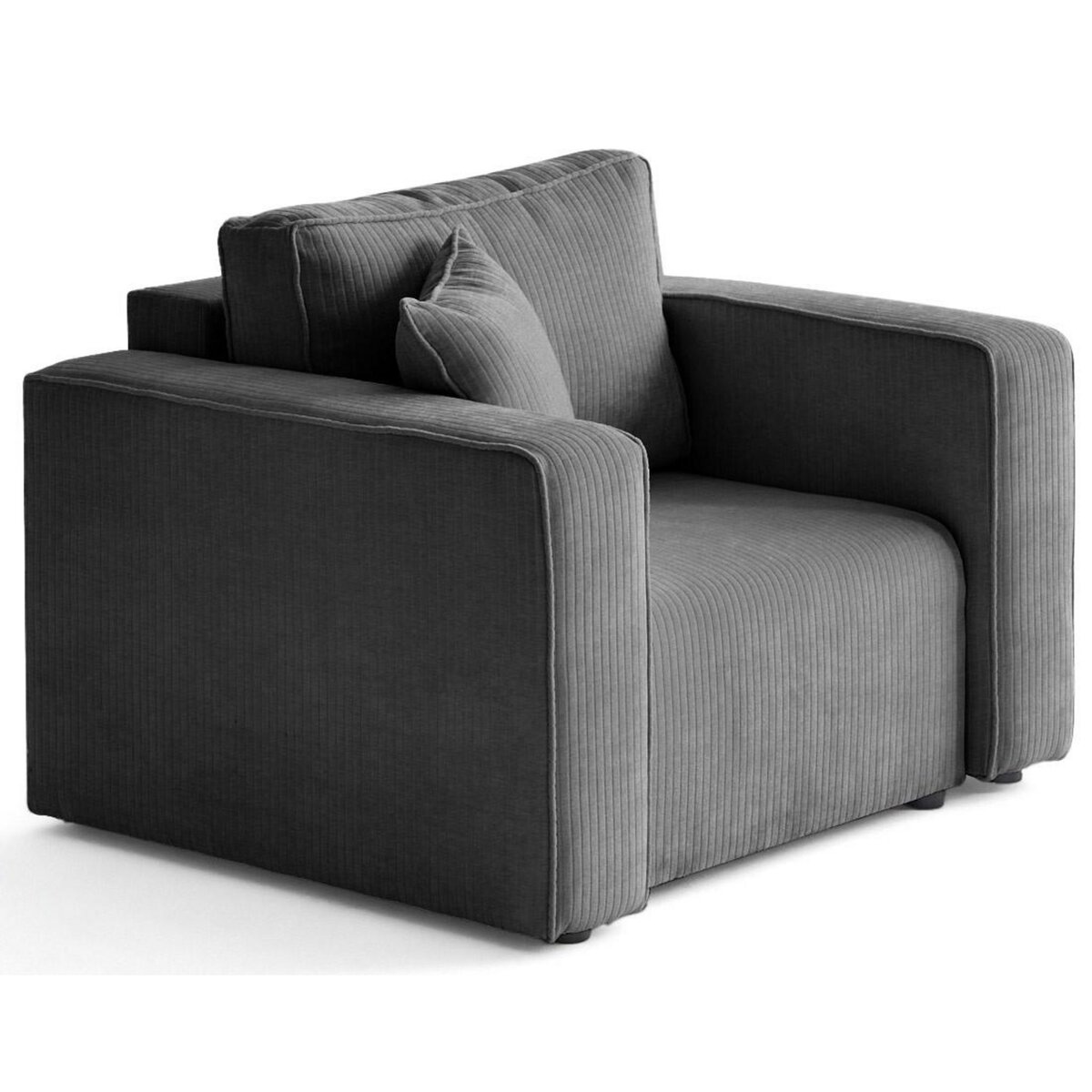 BEST MOBILIER Topaze - fauteuil en velours côtelé plat