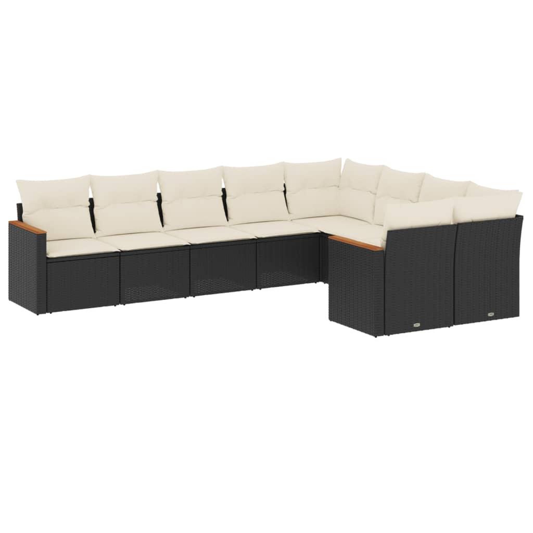 Voir la diapositive 2 : VIDAXL Salon de jardin 9 pcs avec coussins noir resine tressee