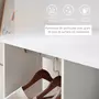 HOMCOM Armoire penderie meuble de rangement mobile 6 roulettes 120L x 40l x 128H cm panneaux de particules aspect bois blanc