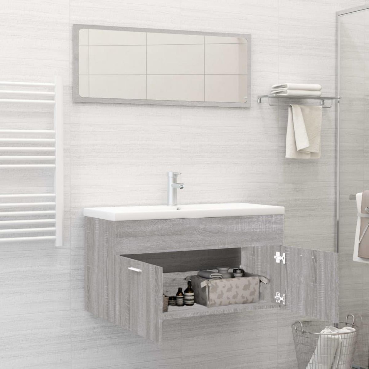 VIDAXL Ensemble de meubles de salle de bain 2 pcs Sonoma gris