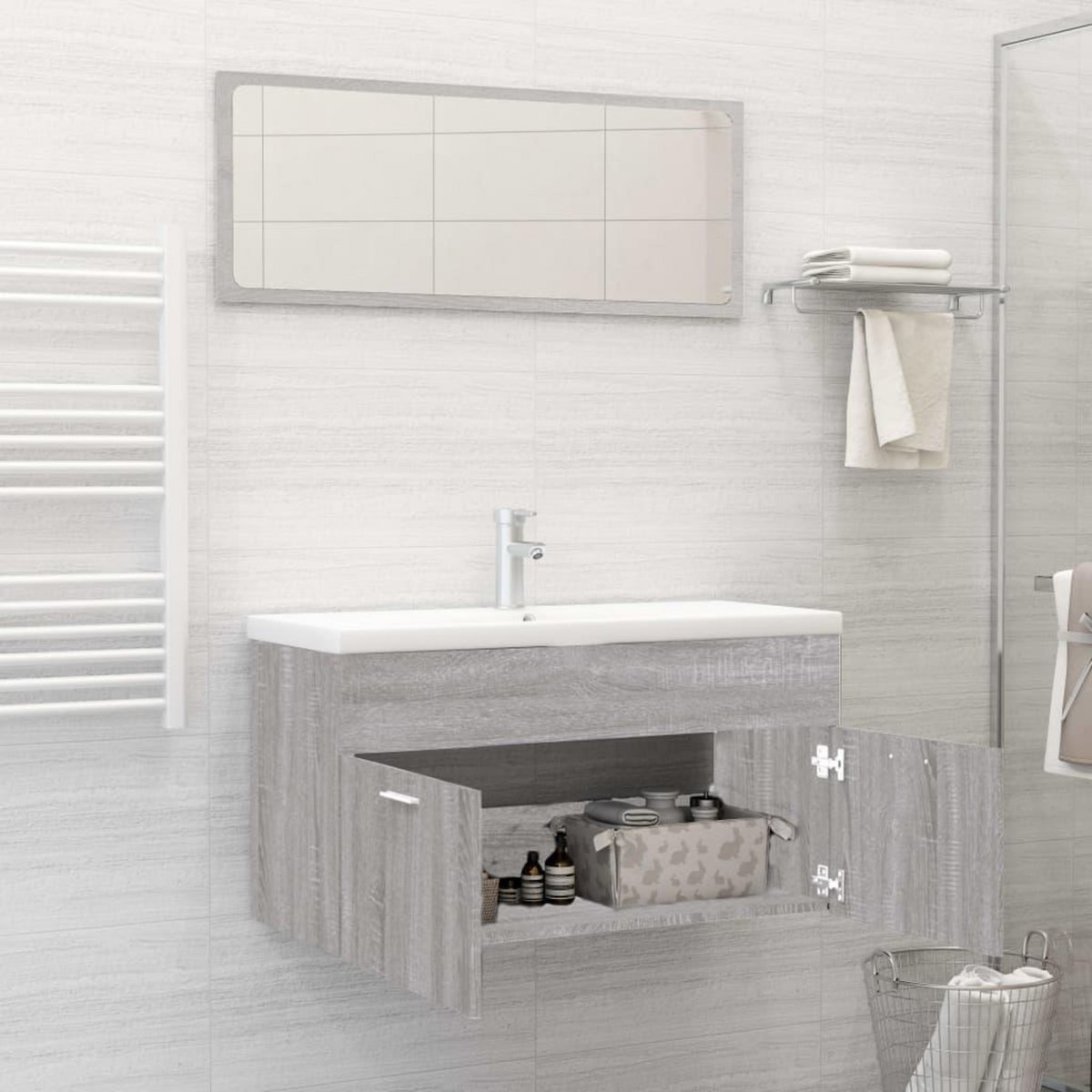VIDAXL Ensemble de meubles de salle de bain 2 pcs Sonoma gris