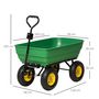 Voir la diapositive 3 : OUTSUNNY Chariot de jardin à main benne basculante 75° 125L charge max. 200 Kg 4 roues pneumatiques acier PP jaune vert