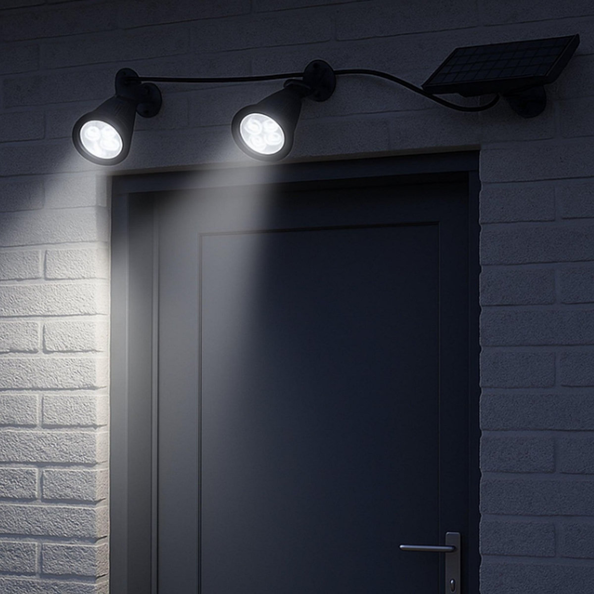 Lumisky Double spot solaire relié FAMILY SPIKY Noir Plastique 100LM