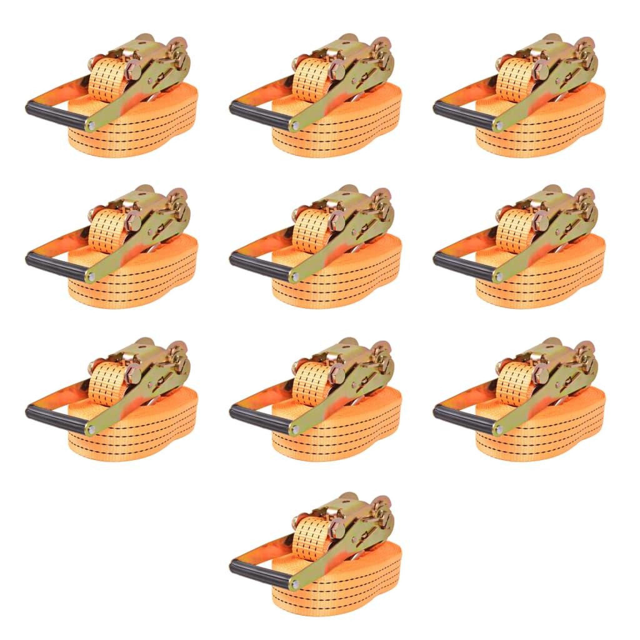 VIDAXL Sangle d'arrimage a cliquet 10 pcs 2 tonnes 8 m x 50 mm Orange