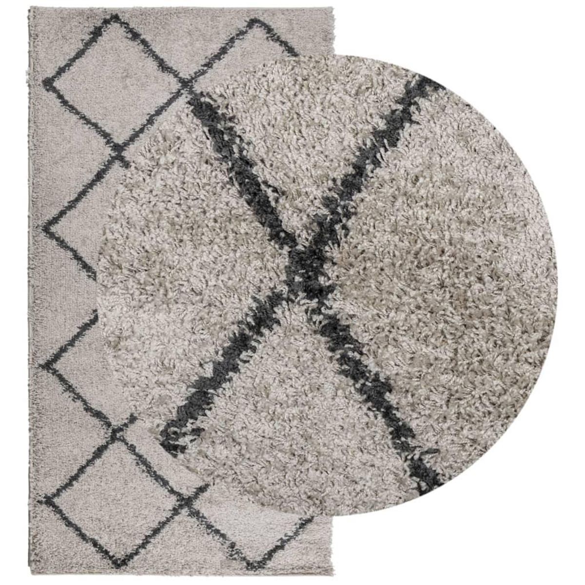 VIDAXL Tapis shaggy a poils longs moderne beige anthracite 80x150 cm