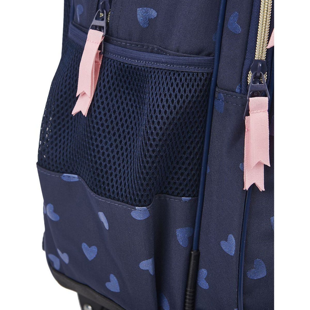 Milky Kiss Sac à dos à roulettes bleu paillettes coeurs