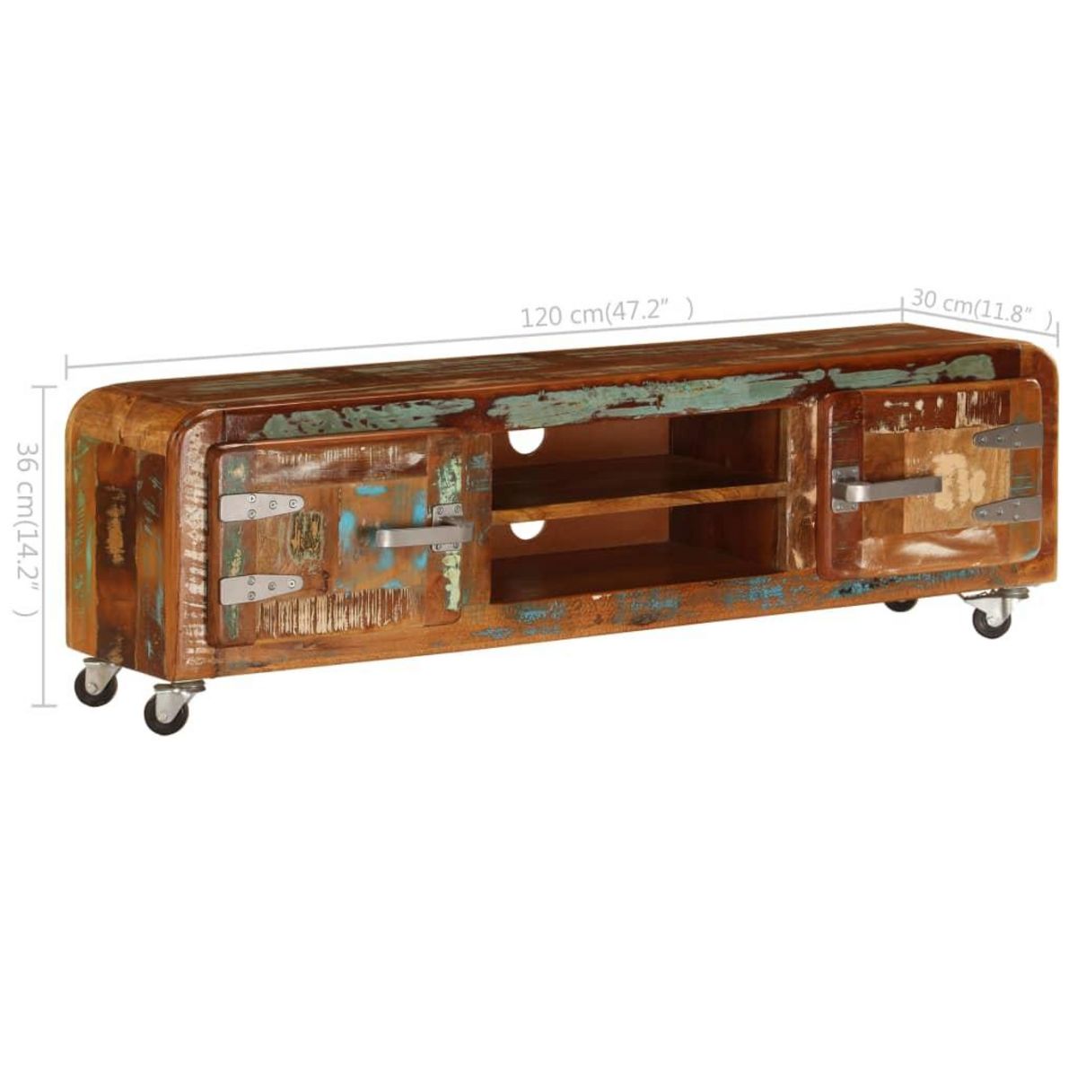 VIDAXL Meuble TV 120x30x36 cm Bois de recuperation massif