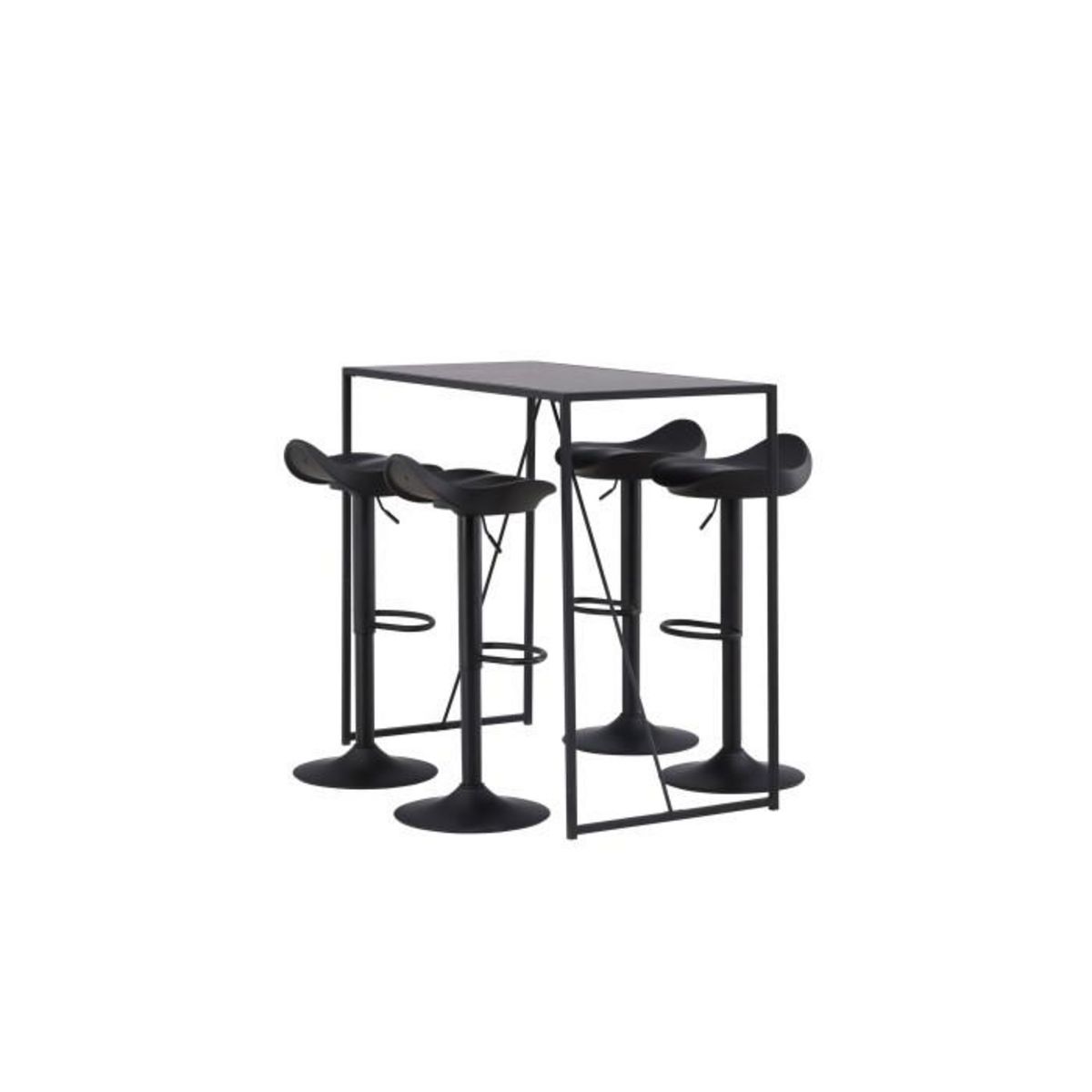 Paris Prix Ensemble Table de Bar & 4 Tabourets  Brea & Adesto  120cm Noir