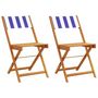 Voir la diapositive 2 : VIDAXL Chaises de bistrot lot de 2 bleu/blanc bois acacia massif tissu