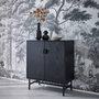 Voir la diapositive 3 : SWEEEK Buffet effet bois à rainures noires. buffet haut. vaisselier. deux portes et une étagère BAZALT 80cm