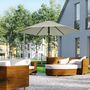 Voir la diapositive 2 : OUTSUNNY Parasol inclinable octogonal  Ø 2,65 x 2,35H m métal époxy noir polyester haute densité 180 g/m² gris clair