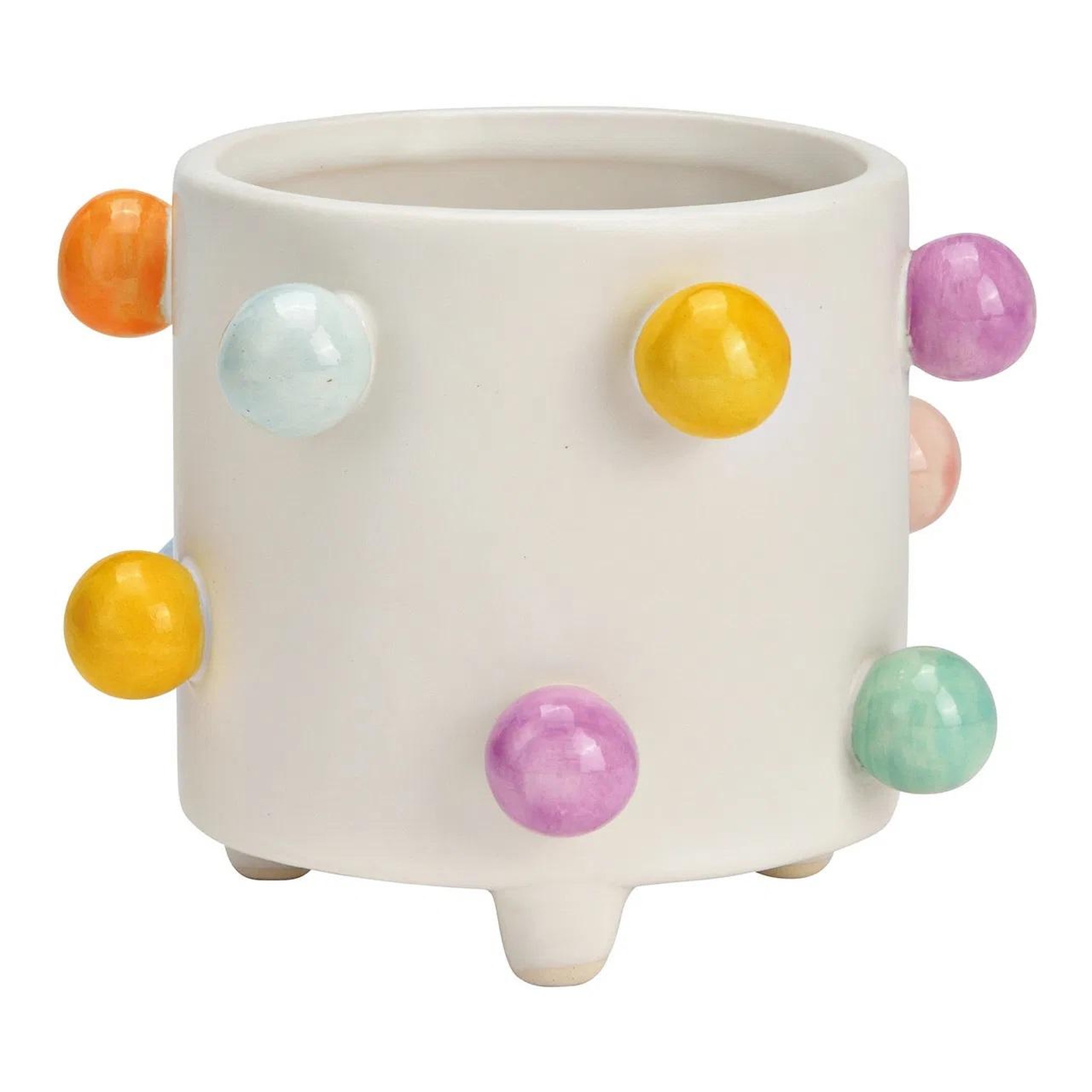 Eden Pot de fleurs a pois multicolores en céramique