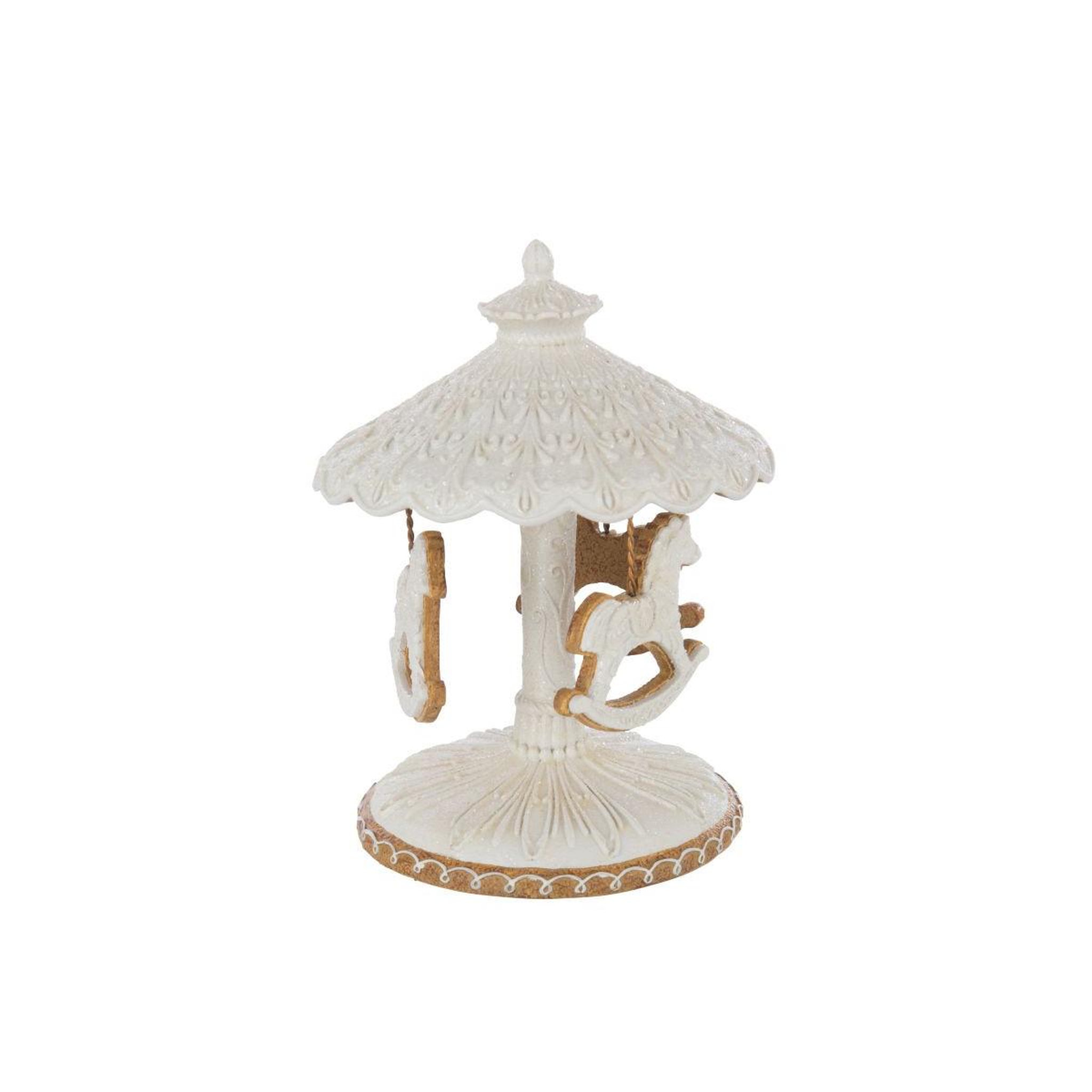 Voir la diapositive 3 : J-LINE Carrousel de chevaux déco  danae  22cm beige