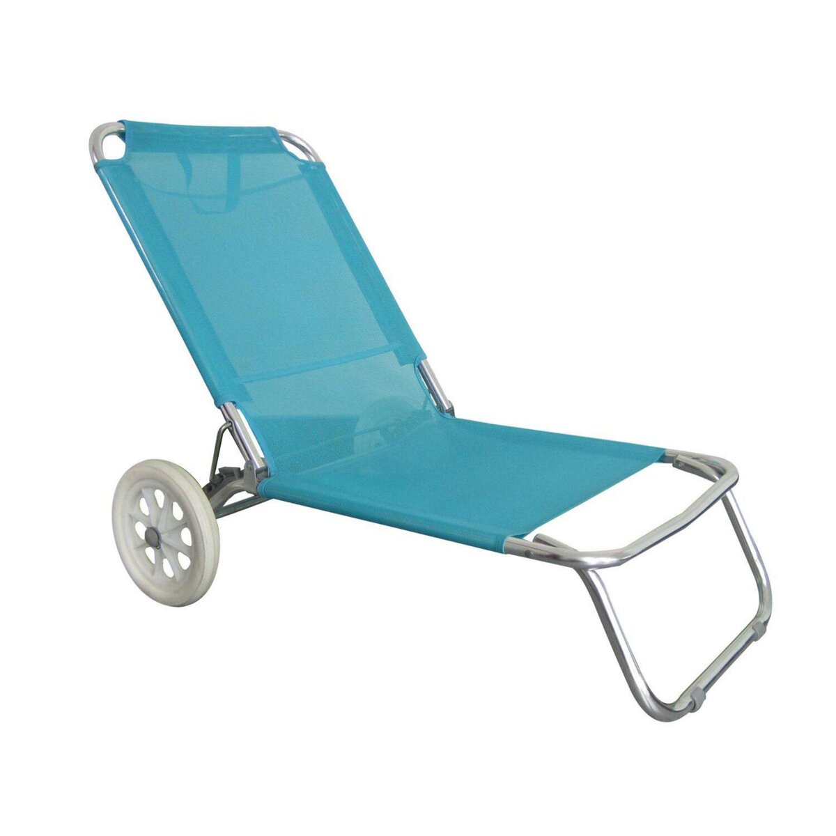 O'Beach Chaise de plage pliable - O'Beach - Avec roulettes - Dimensions : 124 x 64 x 82 cm