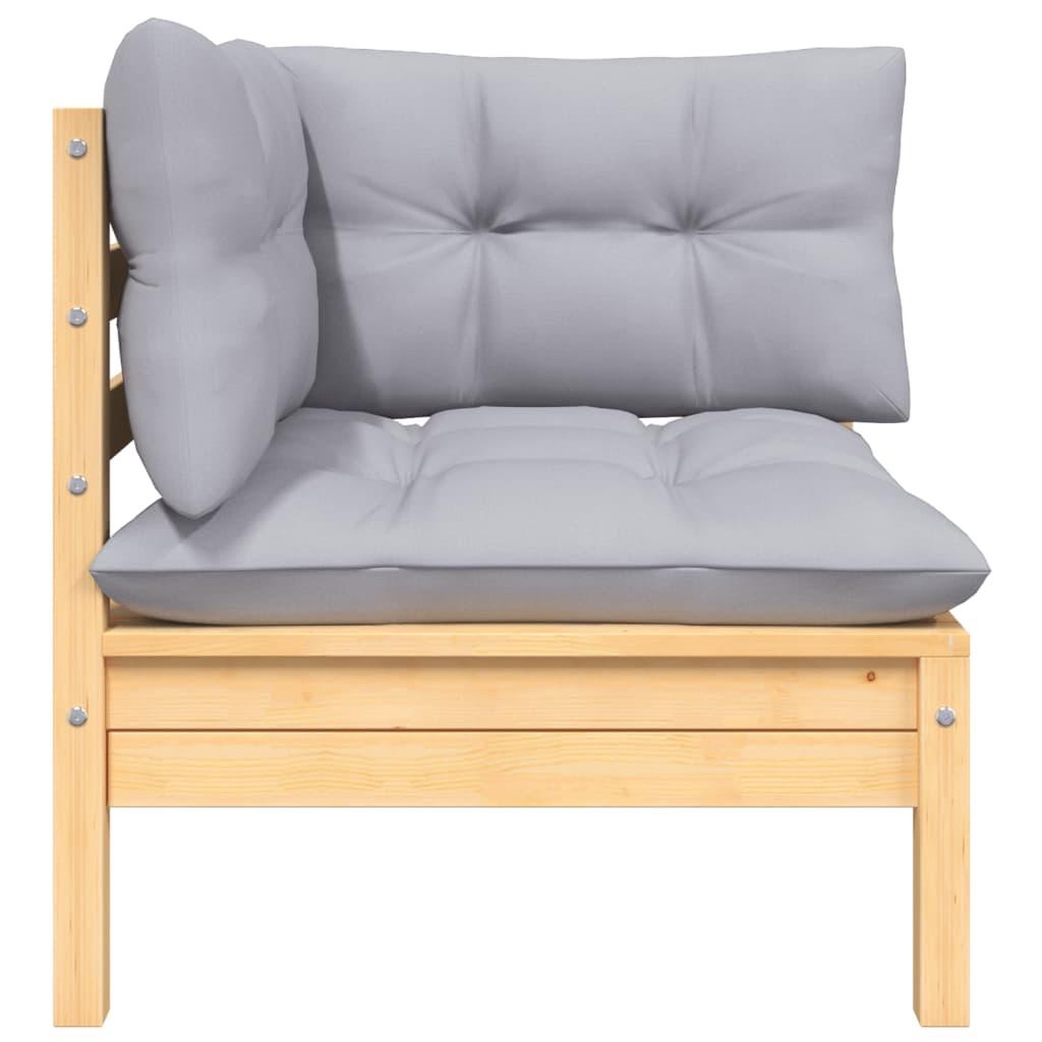 Voir la diapositive 2 : VIDAXL Canape d'angle de jardin avec coussins gris Bois de pin massif