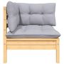 Voir la diapositive 2 : VIDAXL Canape d'angle de jardin avec coussins gris Bois de pin massif
