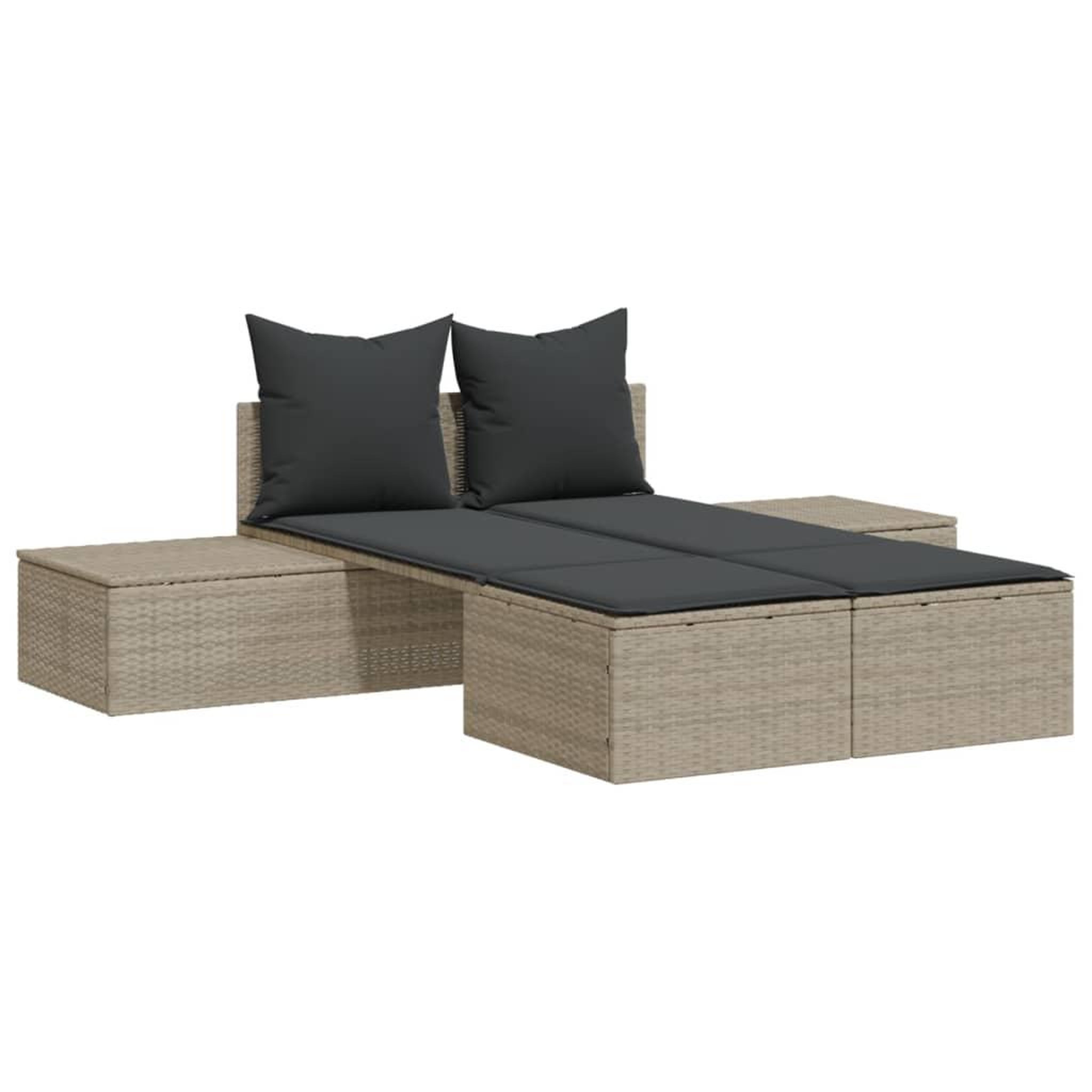 Voir la diapositive 2 : VIDAXL Chaise longue double avec coussins gris clair resine tressee