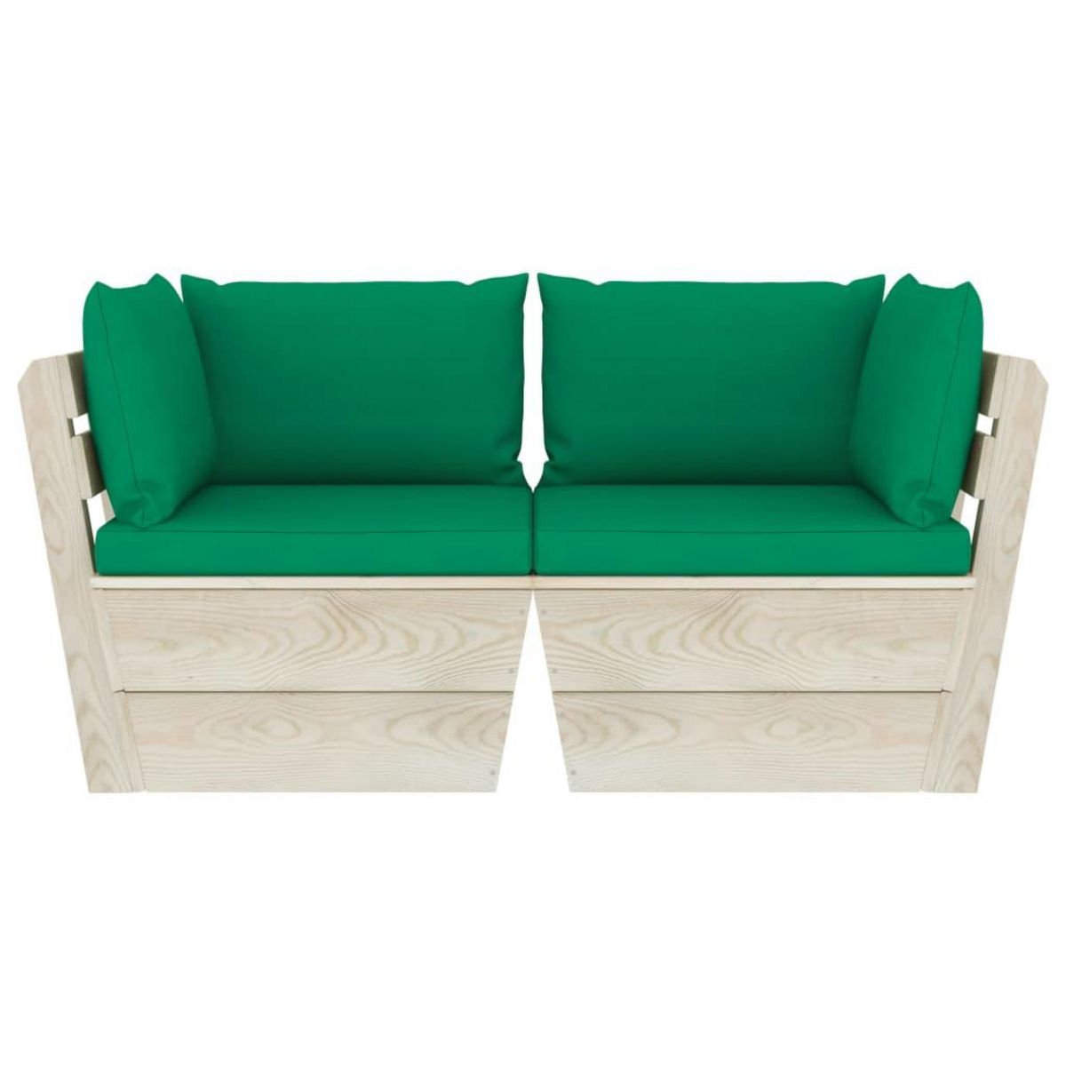 VIDAXL Canape palette a 2 places de jardin avec coussins Bois d'epicea