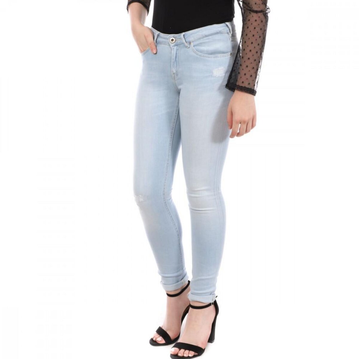 Jean bleu clair femme pas clearance cher